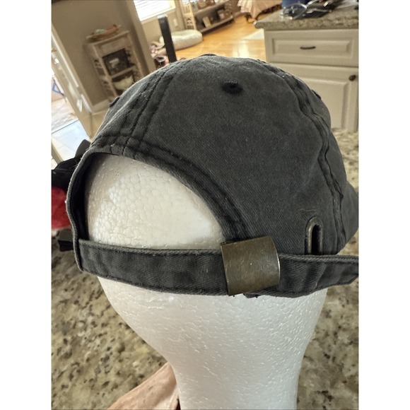 Elidan Un Structured Distressed, New York Strapback Baseball Cap Hat Black4982 - Picture 5 of 7